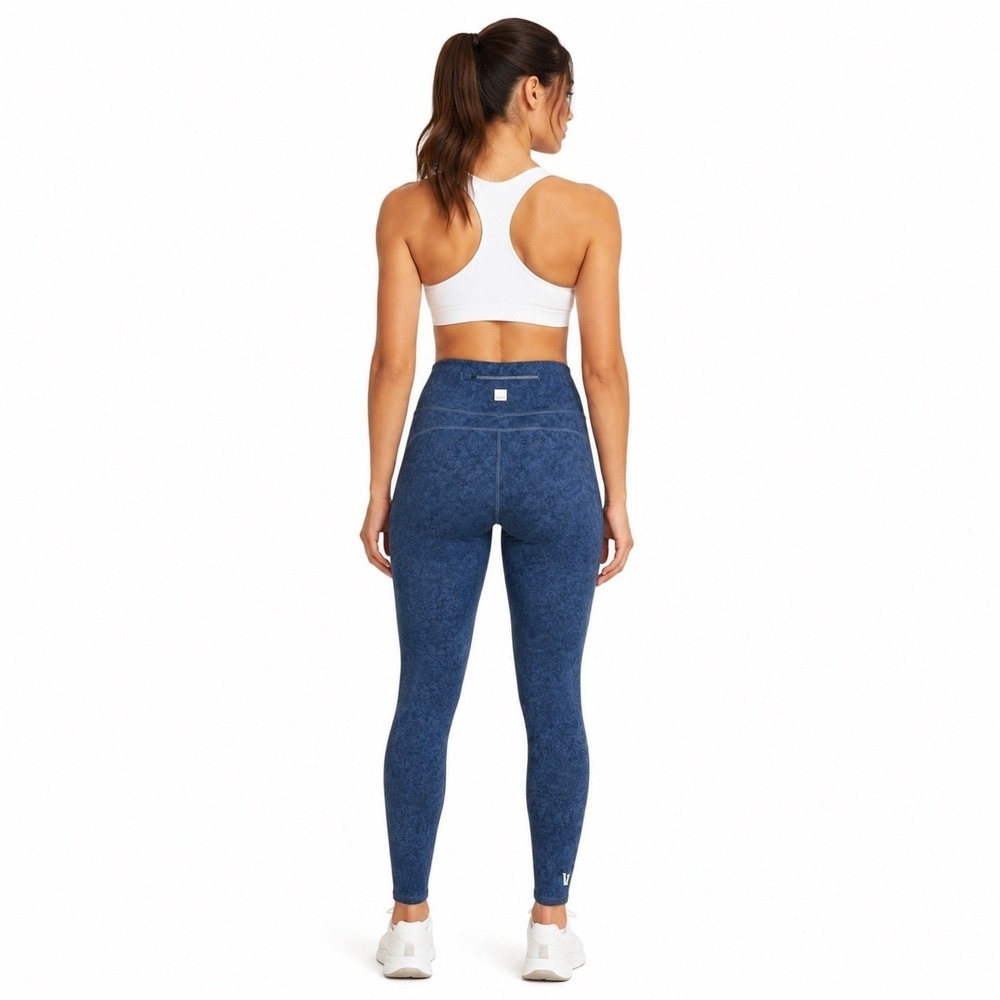 Vuori Pace Leggings‎ Women's Small High Rise Ocean Texture Blue Athletic VW329